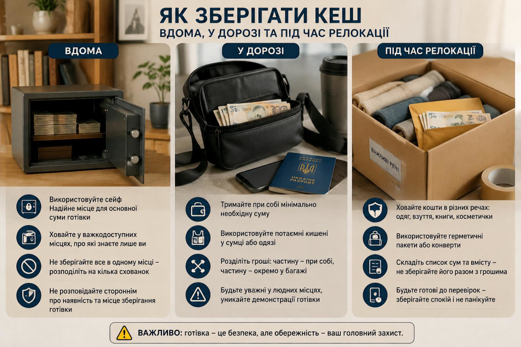 Як зберігати кеш вдома, у дорозі та під час релокації
