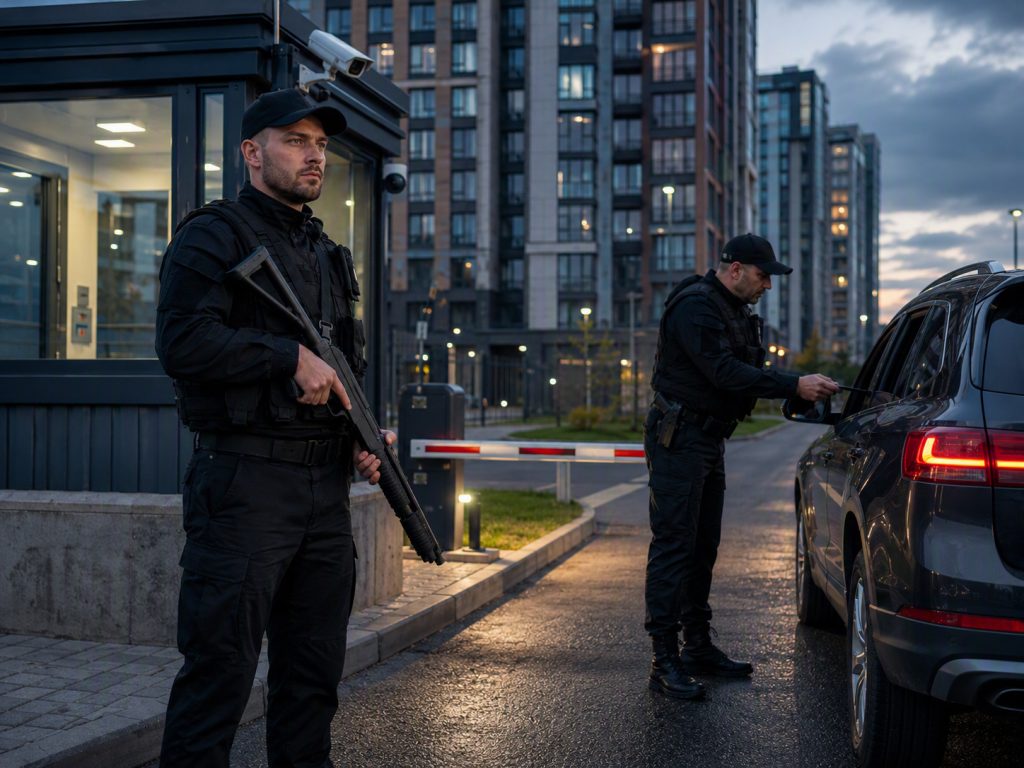 Проверка автомобиля у шлагбаума