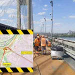 З 22 по 25 вересня рух Південним мостом у Києві буде частково перекрито.